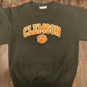 Vintage CHAMPION Sweatshirt CLEMSON TIGERS Womens Size Small Black Orange Logo